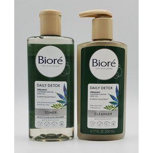 Biore Organic Daily Detox Toner / Cleanser with Green Tea Extract Bundle